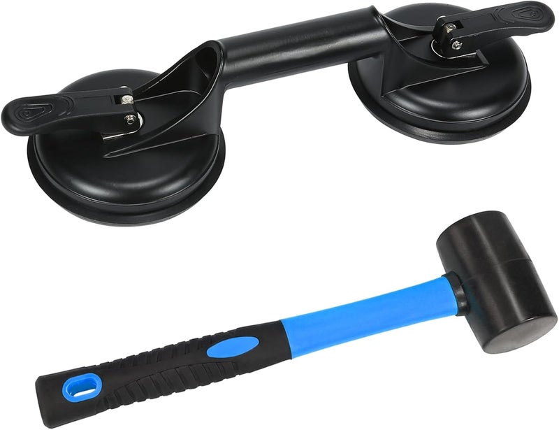 Genubi Industry Floor Gap Fixer Tool for Laminate Floor Gap Repair Plank Grabber Includes Heavy Duty Aluminum Suction Cup and Fiberglass Handle Rubber Mallet (Can't Use on Scraped Surface Floor) - Image 1
